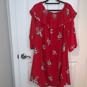 Beautiful red floral off the shoulder dress